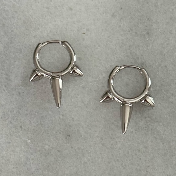 Modest Lu Jewelry - New Drop! Sterling Silver Spike Huggie Hoop Earrings Brand New